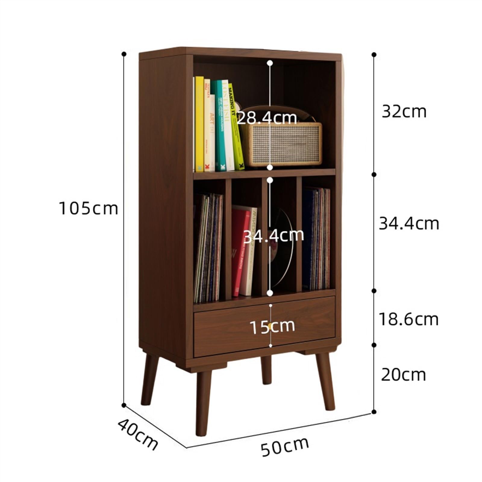 ERoomQ Record Shelf Solid wood vinyl record cabinet CD rack storage cabinet gramophone cabinet floor-standing small bookshelf magazine cabinet living room side cabinet Record Collection Holder
