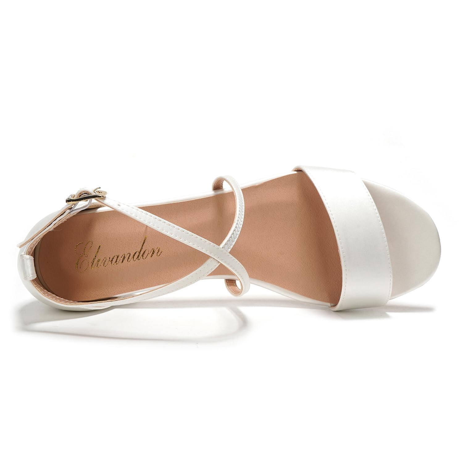 Elivandon J1584 Damen Satin Niedriger Absatz Abend Sandalen Offene Zehen 3cm Blockabsatz Satin Pumps Abend Party Braut Hochzeit Schuhe