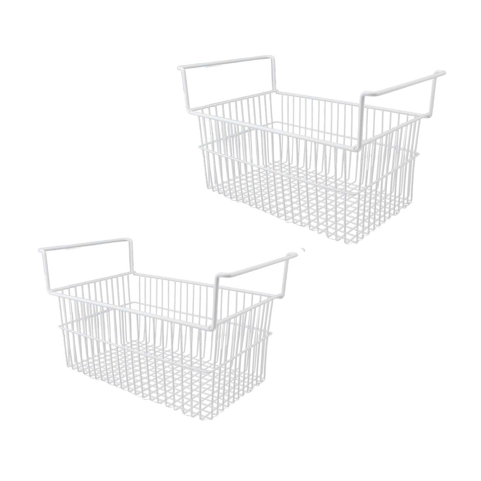 Keenso Cesta de Congelador Resistente con Soporte de Carga, Paquete de 2, Contenedores Organizadores de Alambre de Acero, Ideales para Almacenar Refrigerios o Condimentos, Adecuados para la Mayoría