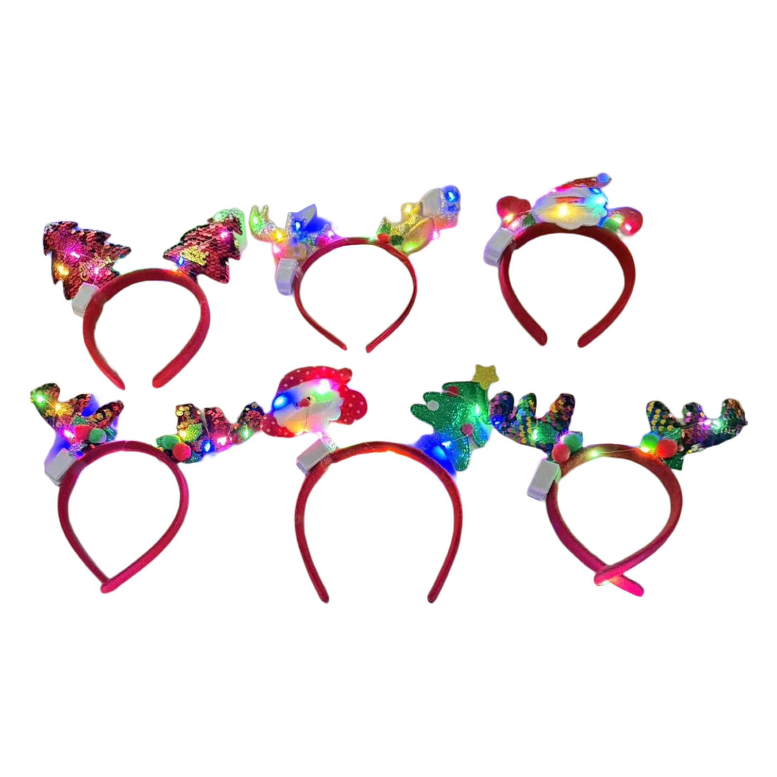 KAQNTUD Bright Christmas Headgear Set of 6 Efficient Made of Strong Plastic for Children and Adults Festive Made of Strong Plastic