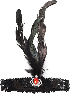 Zaldita 1920s Flapper Headband Vintage Feather Crystal Hair Headband 20s Flapper Headband Accessories for Women Girls Type B Red One Size