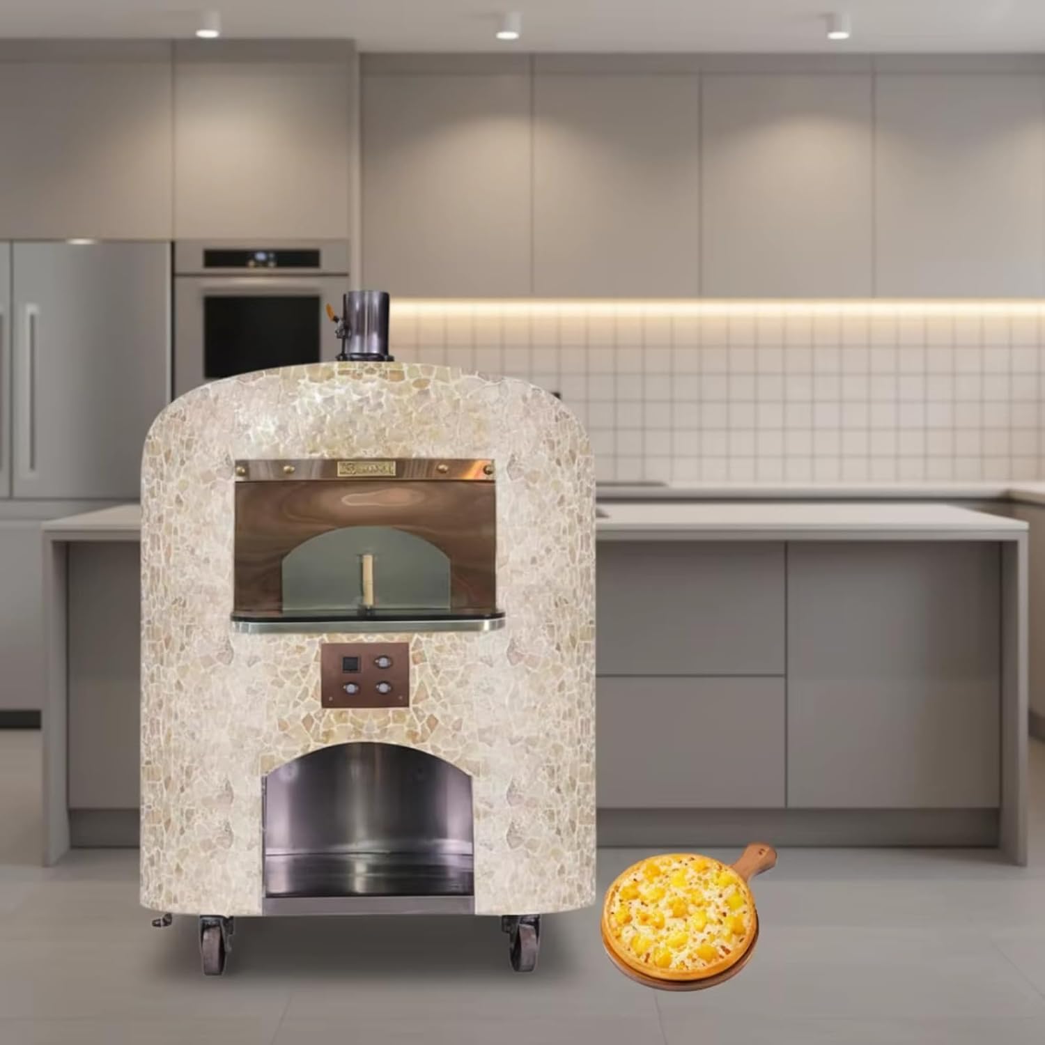 Outdoor Pizza Oven Portable Wood Fired, Pizza Maker for Backyard Patio Camping BBQ Cooking, Fast Heating 900°F Stainless Steel Pizza Oven with Pizza Stone and Peel Included