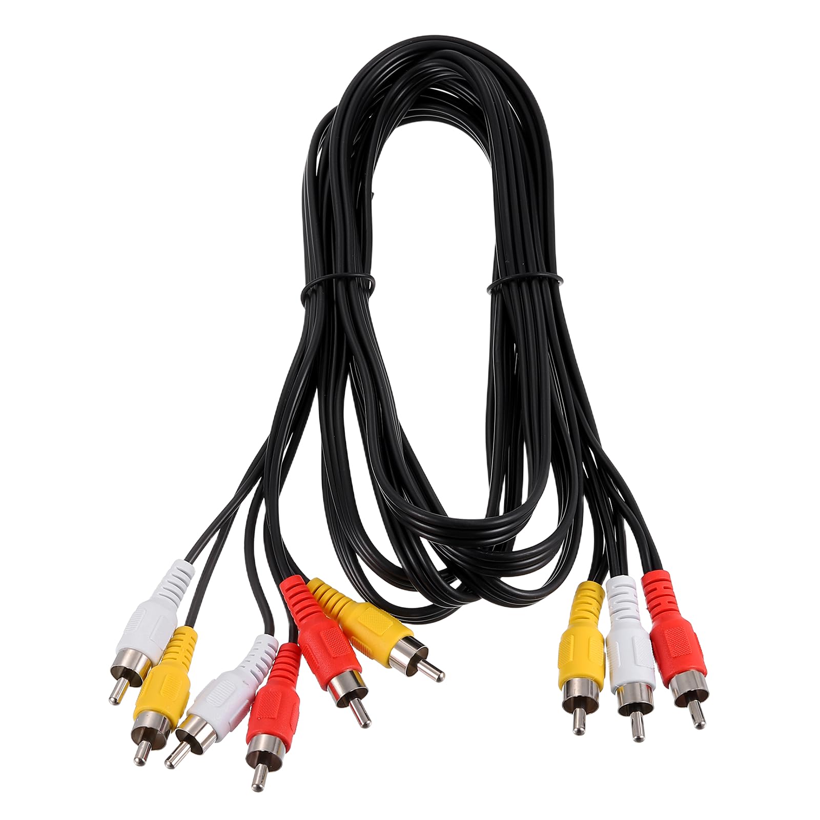 MECCANIXITY Cable divisor de audio y vídeo AV, 3 conectores RCA macho a 6 conectores RCA macho de 5 pies, cable adaptador divisor de vídeo compuesto