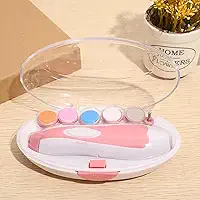 Cortador e Lixa de Unha Elétrico para Bebês e Adultos, 6 em 1, com Luz LED e Motor Silencioso, Rosa