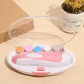 Cortador e Lixa de Unha Elétrico para Bebês e Adultos, 6 em 1, com Luz LED e Motor Silencioso, Rosa