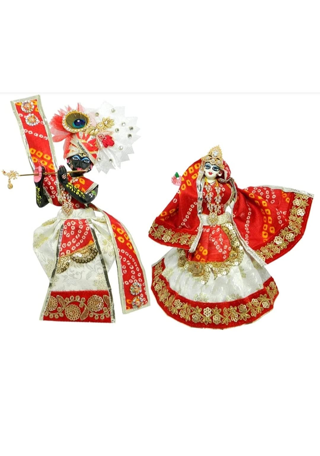 Laxmi Durga Devi Mata Robe Décorative Rouge Poshak Vastra En Tissu