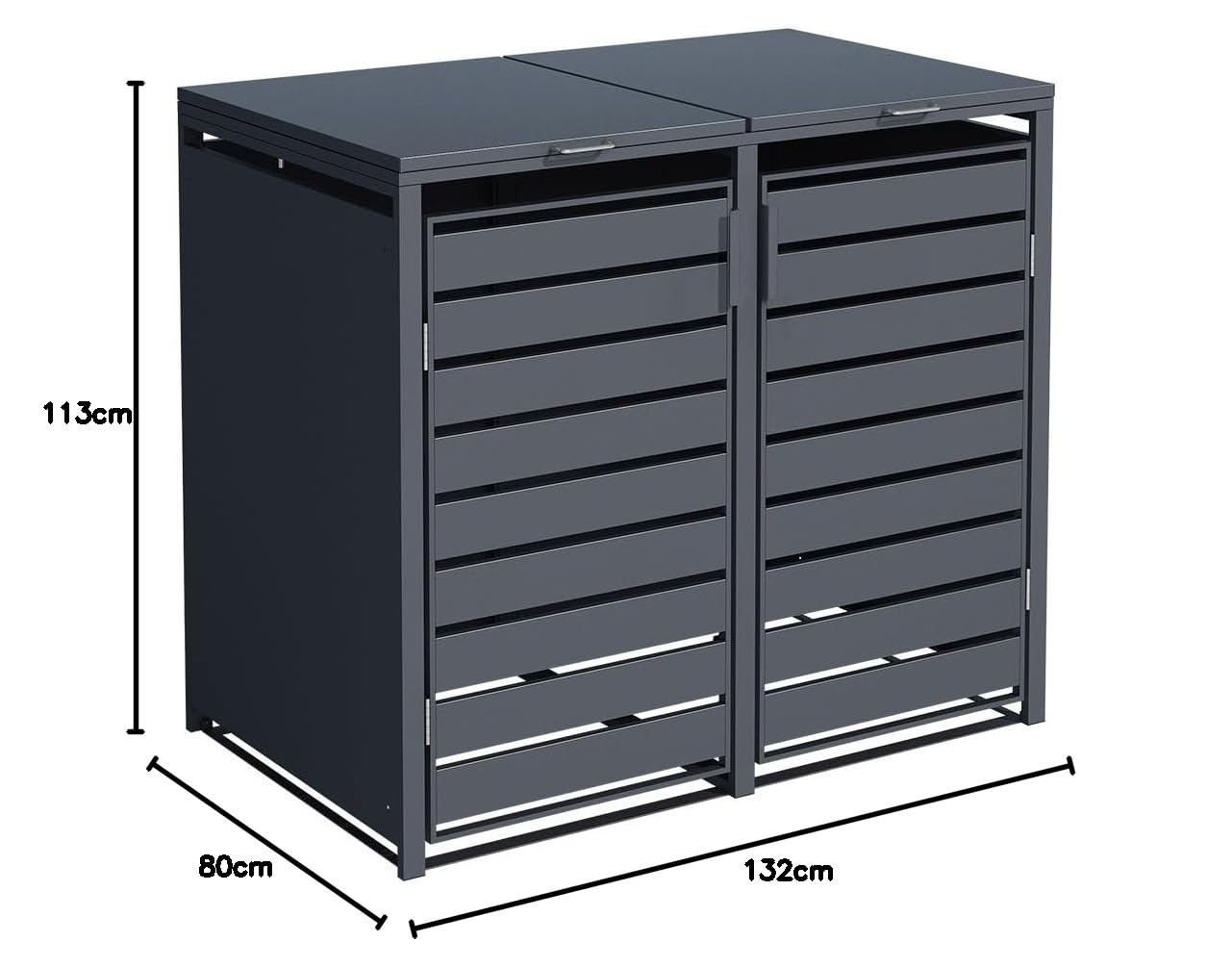 Caja de almacenamiento de basura con ruedas, tapa de basura con ruedas, protector de vista de acero (1, metal antracita)