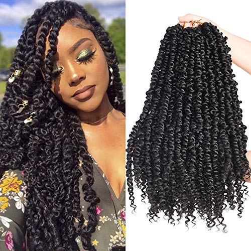 Silike 6 Packs 72 Roots 18inch Pre-twisted Passion Twist Crochet Braiding Hair-Pre-looped Passion Twist Hair for Black Women (1b)
