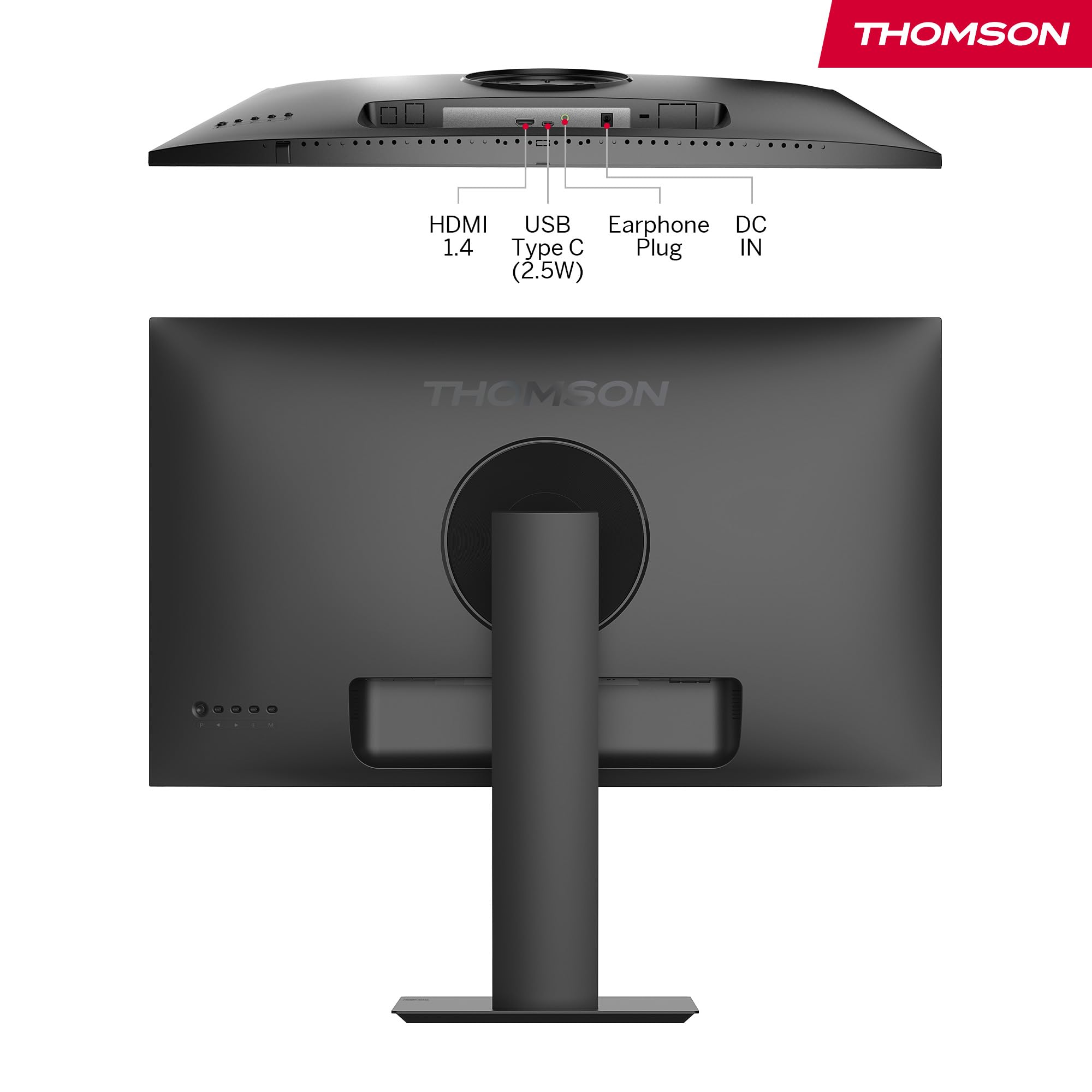Thomson Monitor 27 pollici Full HD, frequenza di aggiornamento 100Hz, pannello IPS, supporto regolabile, HDMI, Adaptive Sync, supporto VESA 75x75, nero, M27FB5C14