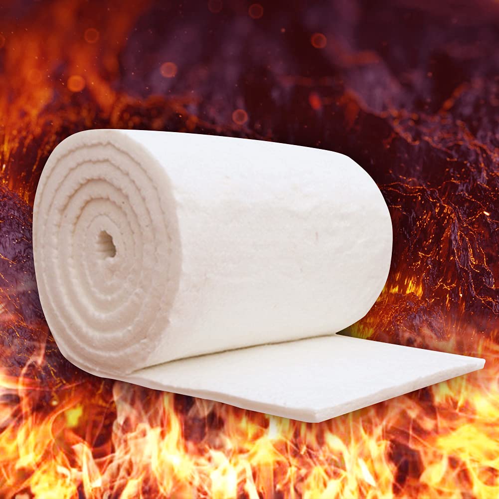 Manta Fibra Ceramica Manta ignífuga - algodón y Fibra de cerámica para Estufas de Madera y Chimenea, Blanco Estufa Bioetanol Chimenea Bioetanol,50MM