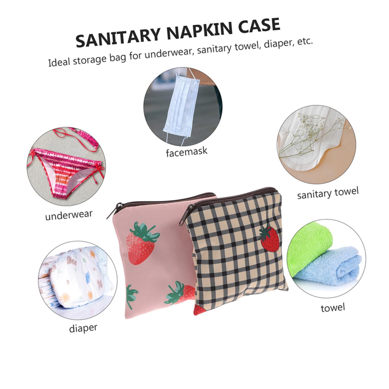 FRCOLOR 16 Stk Aufbewahrungsbeutel Für Damenbinden Süße Handtaschen Münzwechseltaschen Mini-nasstasche Mädchen Handtasche Behälter Für Menstruationspads Tragbare Periodentasche Polyester