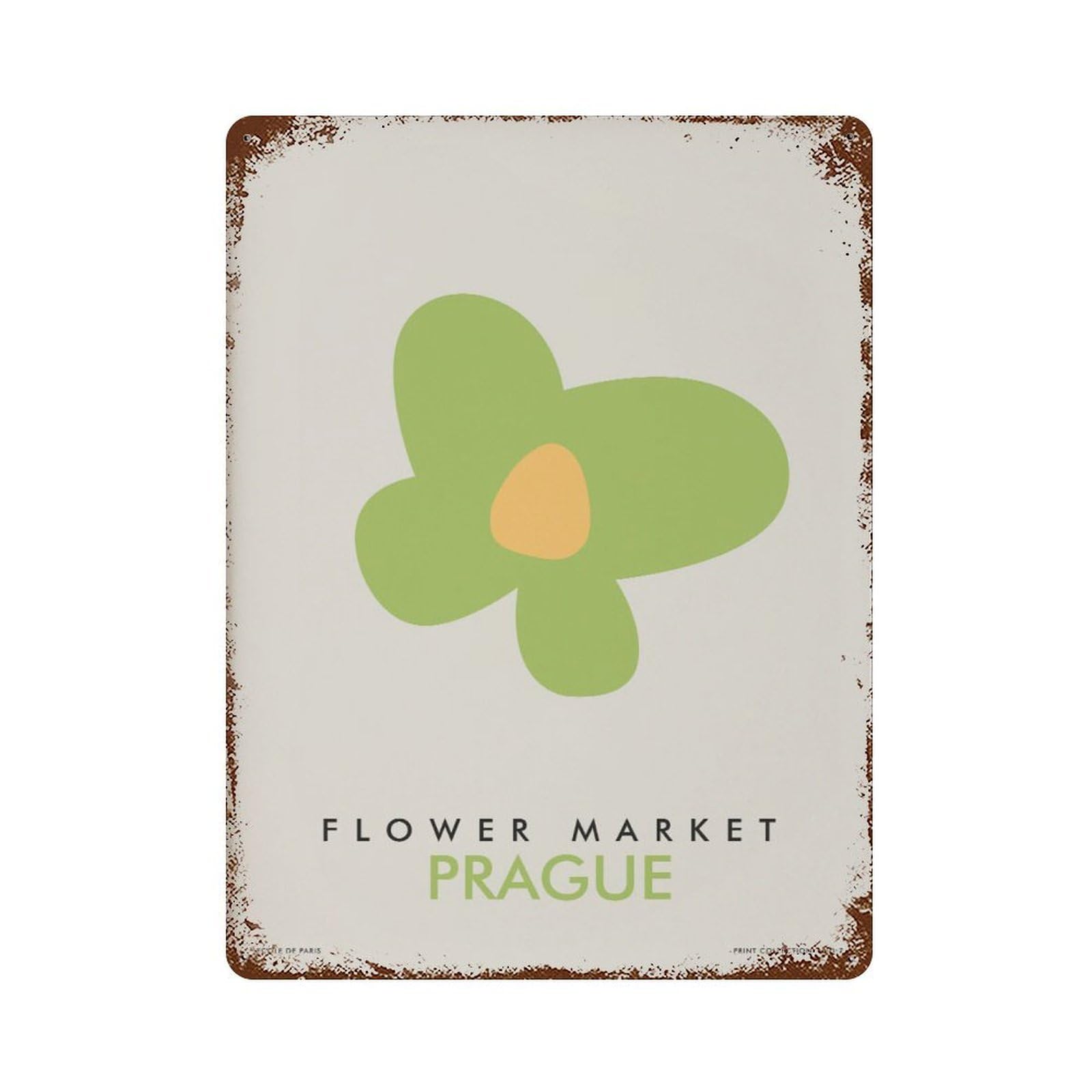 xiaoxiaoshen Flower Market Prague Modern Floral Wall Decor Art Metal Tin Poster Modern Home Decor Art Home Bar Shop Decorations Vintage Sign 40x30cm