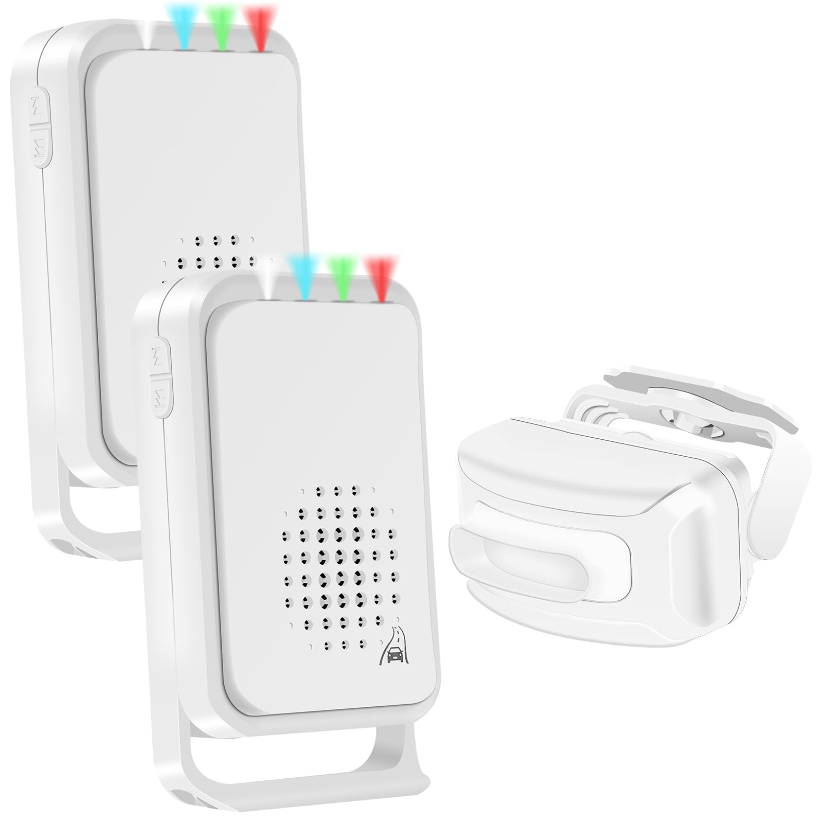 NineLeaf Bewegungsmelder Mit Alarm, Bewegungsmelder Klingel, Tür Alarm,4 LED-Leuchten, IP64, 918 ft Übertragungsreichweite für Zuhause, Unternehmen, Lager, Büro,1 Sensoren & 2 Empfänger