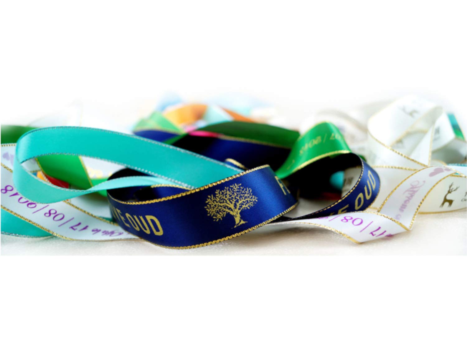 Ankaicustom100 Yard Personalized Satin Ribbon with Gold Edge, Custom Printed Ribbon with Any Logo or Text,for Weddings Birthday Baby Shower Favors