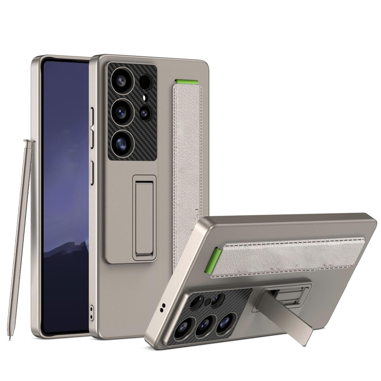 Etui do Samsung Galaxy S25 Ultra/S25 Plus/S25, opaska na nadgarstek, wszystko w zestawie, uchwyt magnetyczny (szary, S25 Plus)