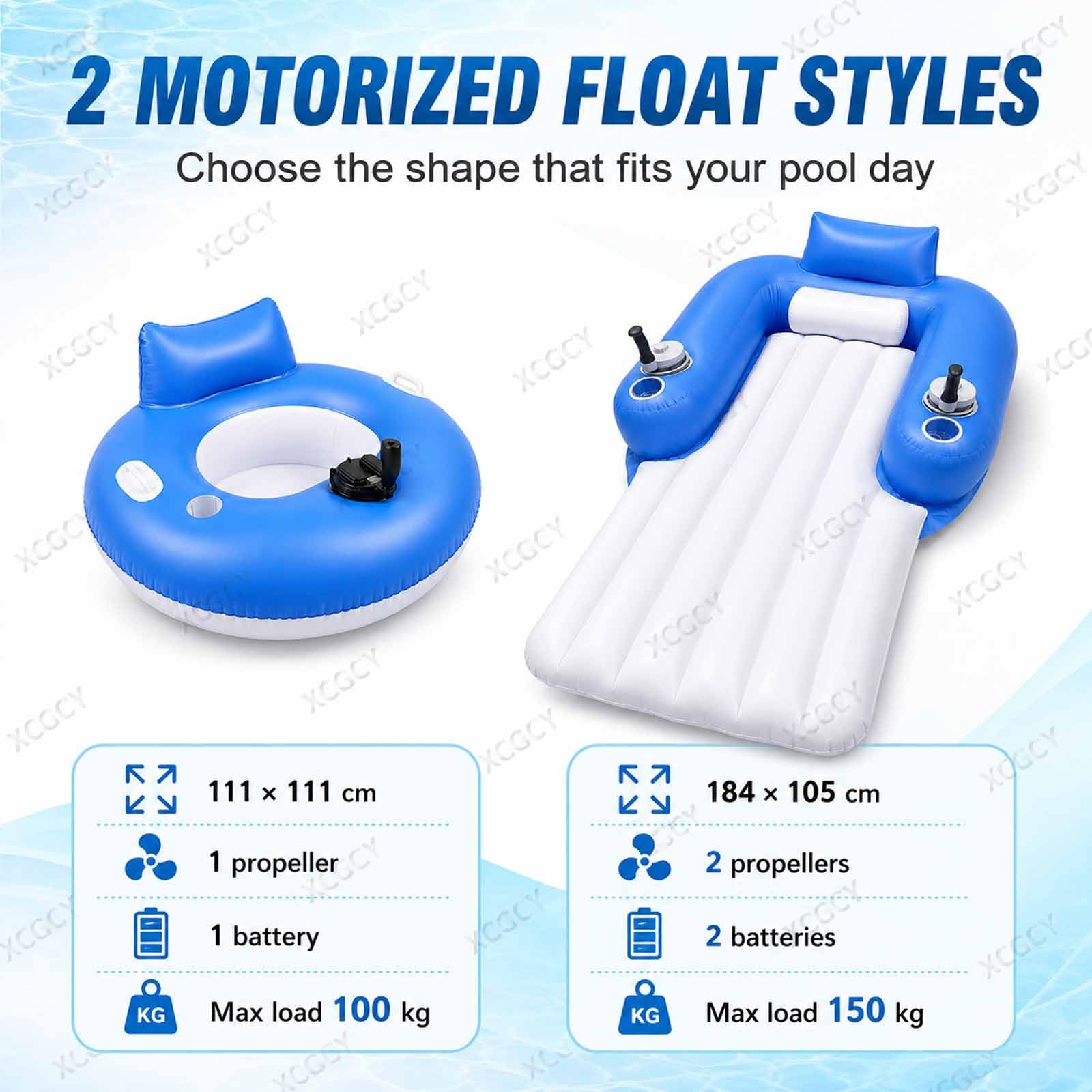 Materassino Galleggiante Motorizzato Per Piscina Per Adulti, Lettino Gonfiabile Elettrico Per Piscina, 113 Kg, 40-60 Min, 2 Motori, Joystick 360°, Ricaricabile, 168×109 Cm, Per Piscine E Acque