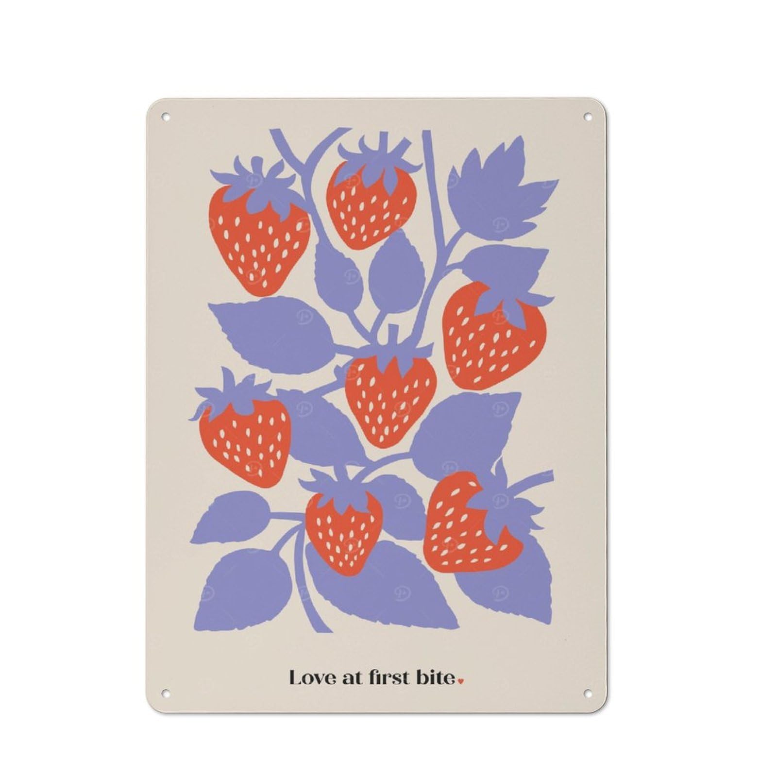 Junmoney Style-14 Retro Strawberry Love Decorative Tin Plaque 40X30cm, Decorative Novelty Wall Art For Hallway, Home Bar, Garage Or Study