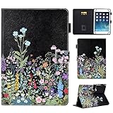 BYCeKe Universal 10 10.1 inch Android Tablet Case, Multi-Angle Viewing Stand Case, Premium PU Leather Folio Protective Case for All 9.5'' to 10.5'' Tablets, Flowers