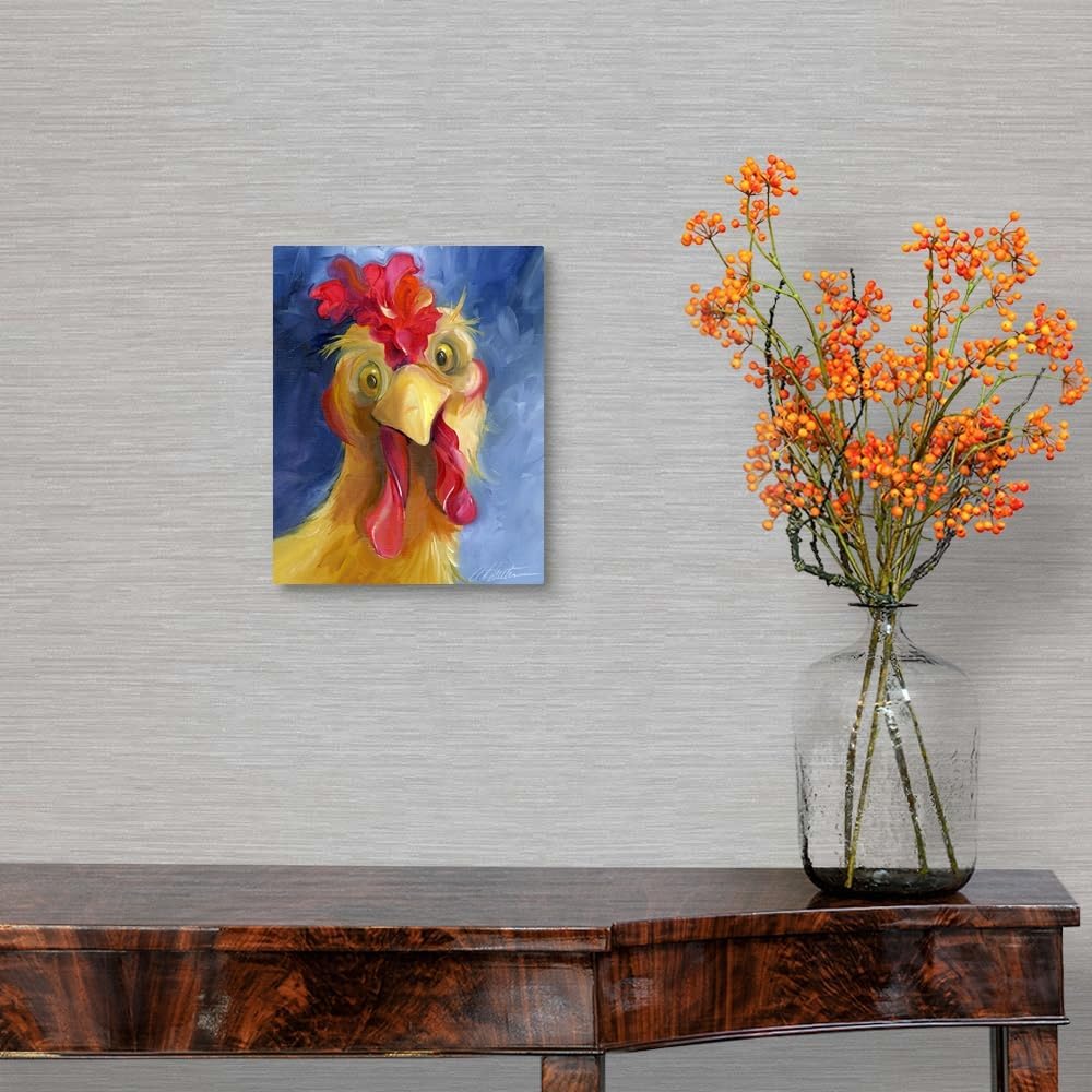 CANVAS ON DEMAND Are You Chicken Canvas Wall Art Print by Amy Hautman, Home Decor, Chicken, Wildlife Artwork,11" x14in