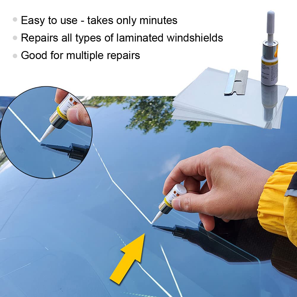 Rakiuty Kit Riparazione Crepe Vetro, Kit di Riparazione per Parabrezza, Set Repair Parabrezza Auto, Glass Repair Liquido Set, Auto Finestra Bicchiere Crepa Fritta