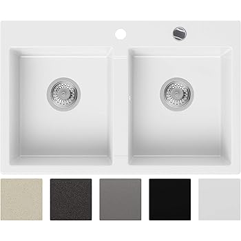 Lonheo Küchenspüle/Doppelbecken 80 * 45cm eckige Einbauspüle Edelstahl