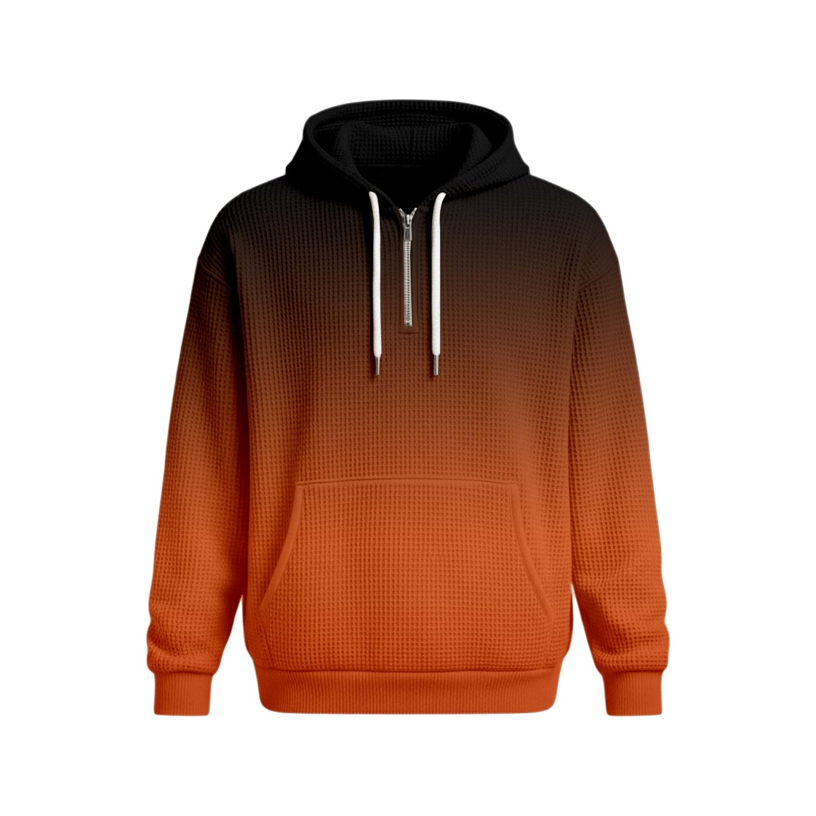 Felpa con Mezza Zip e Cappuccio, Uomo, Leggera, Sportiva, Tasca Frontale, Look Street e Casual.