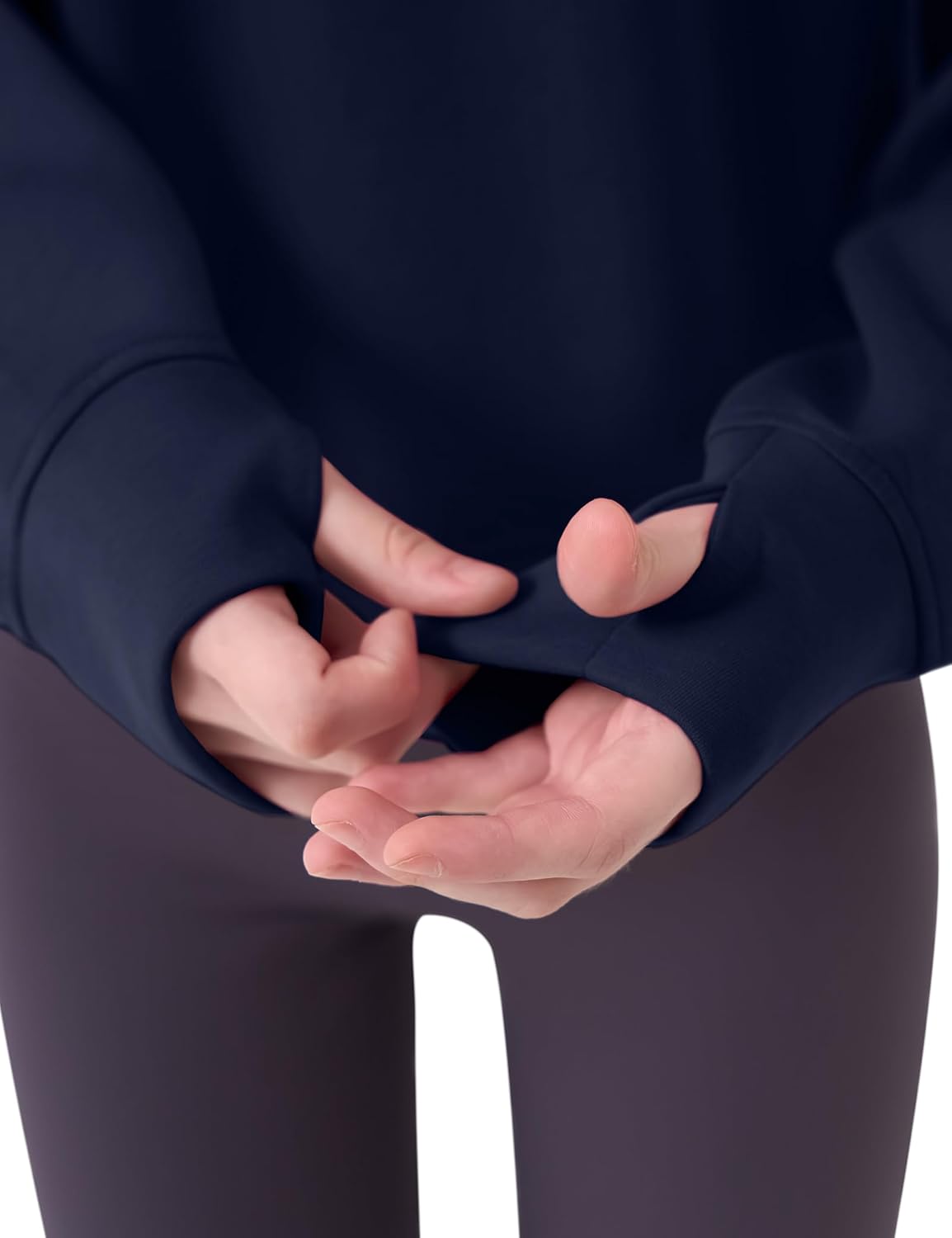 JOCMIC Girls Crewneck Sweatshirt, Long Sleeve Plain Shirts Crop Tops with Thumbholes for Teens Youth - Image 6