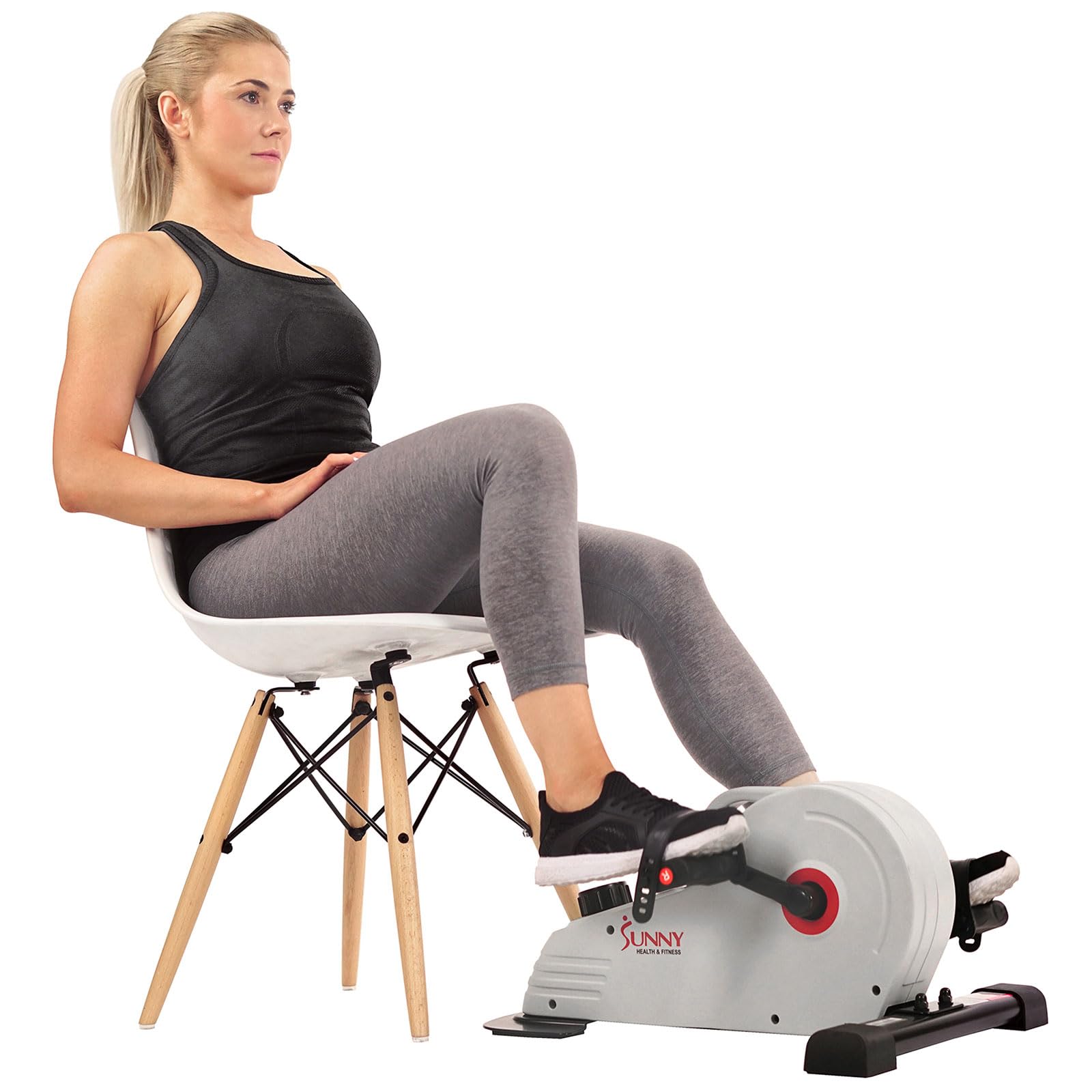 Sunny Health & Fitness Mini Exercise Bike, Under Desk Dual Function Arm & Leg Seated Pedal Exerciser for Senior Workout, Desk Cycle Cardio Training at Home, Optional Free SunnyFit App Connected