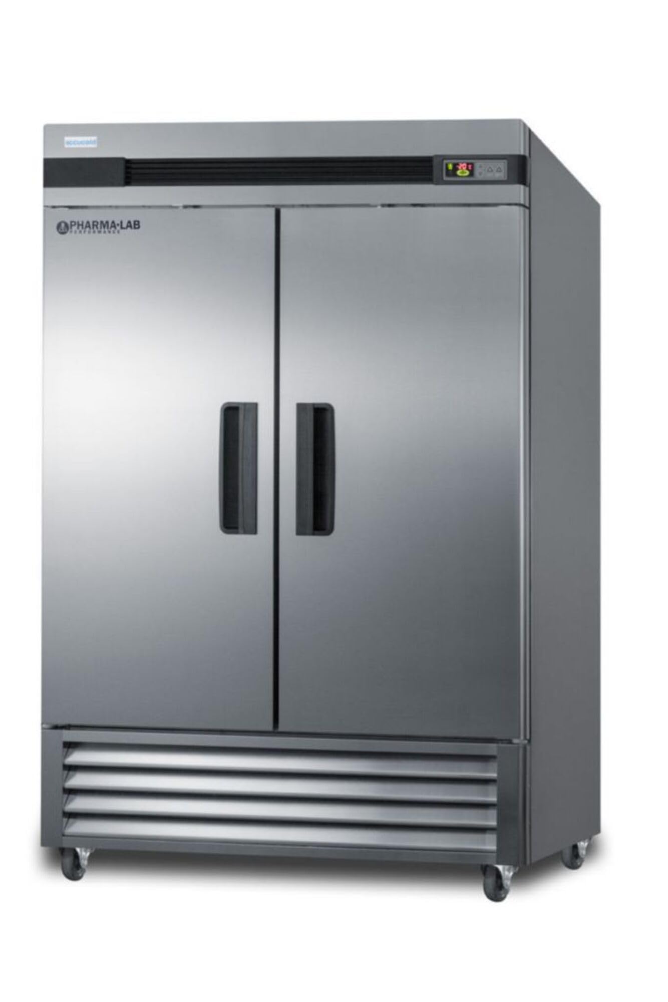 AccuCold AFS49ML Pharma-Lab Frost-free 46 Cu.Ft. 2-door Upright Pharmacy All-freezer, French Door Swing, Intelligent Microprocessor Digital Temperature Controller in Stainless Steel