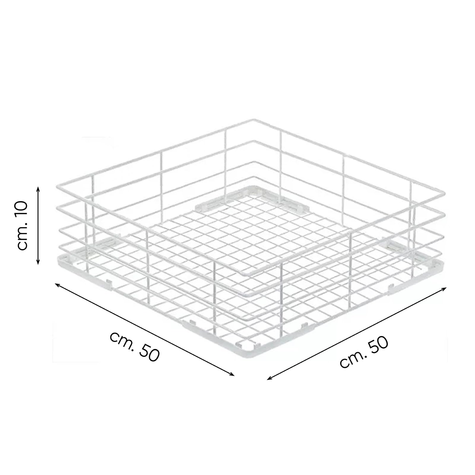 SENO & SENO Universal-Spülmaschinenkorb 50 x 50 x 10 cm aus gummiertem Draht – mit Schutzumrandung – robust, sicher, hergestellt in Italien – für effiziente und organisierte Wäsche
