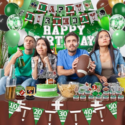 Football Birthday Party Decorations Superbowl Football Party Decoration Supplies Include Balloon Arch Kit Birthday Banner Backdrop Touchdown Tablecloth for Football Game Day Tailgate Party - Image 3