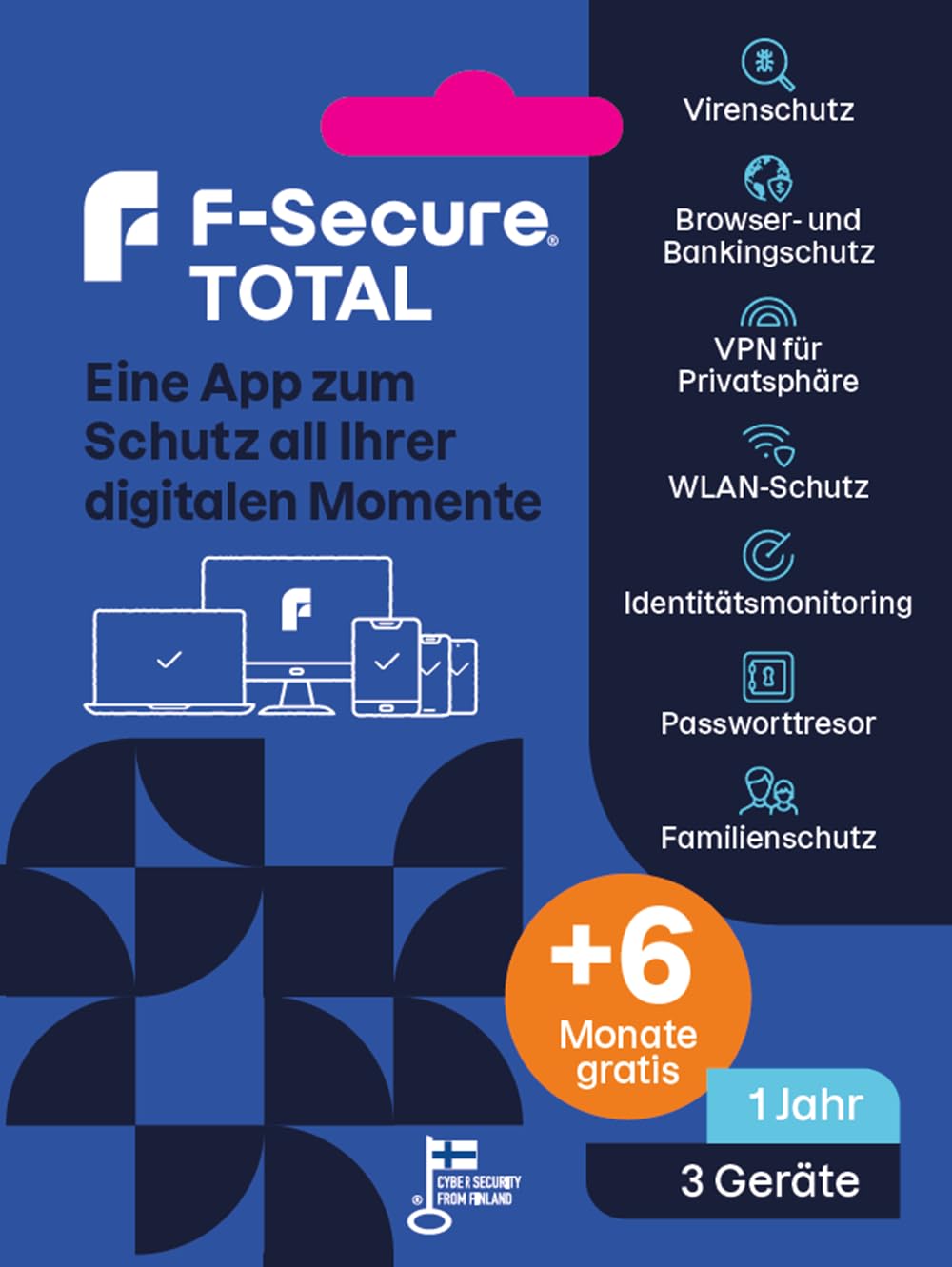 F-Secure Total Security inkl. VPN 3Geräte 18Monate KeyCard