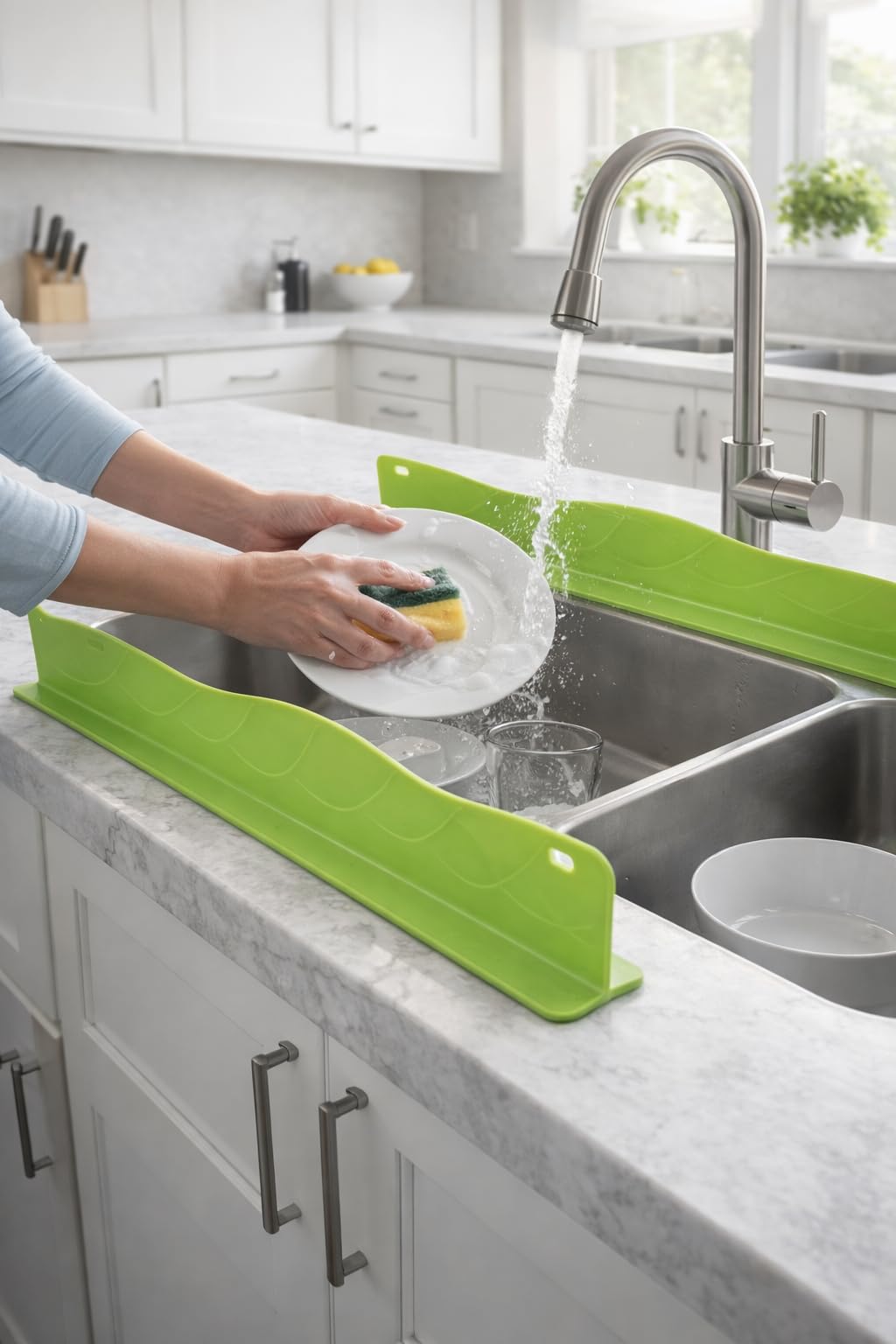 Decor Craft Sink Splash Guard for Kitchen Sink, 2PCS 48CM Silicone Kitchen Sink Water Splash Guard with Strong Suction Cups, Kitchen Slab Water Stopper, Anti Splash Guard for Countertop & Bathroom-picture-23