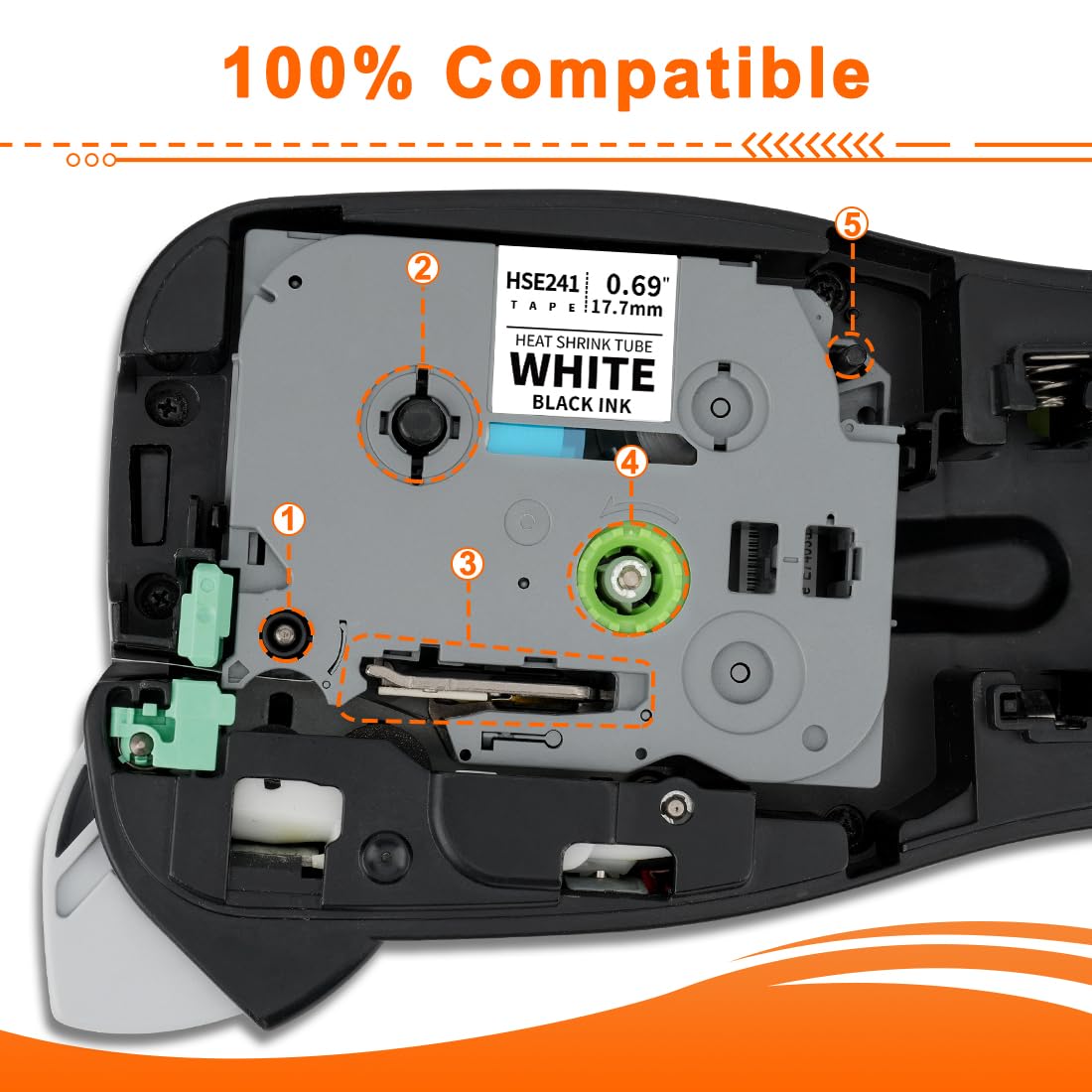 Welabel 3X Compatible HSe-241 HSe241 for Brother Tze 17.7mm Heat Shrink Tube Label Tape Black on White for P-Touch PT-D600 PT-D450 PT-P750W PT-E550WVP PT-D610BT PT-E300VP PT-E560BTVP PT-E500 - Image 2