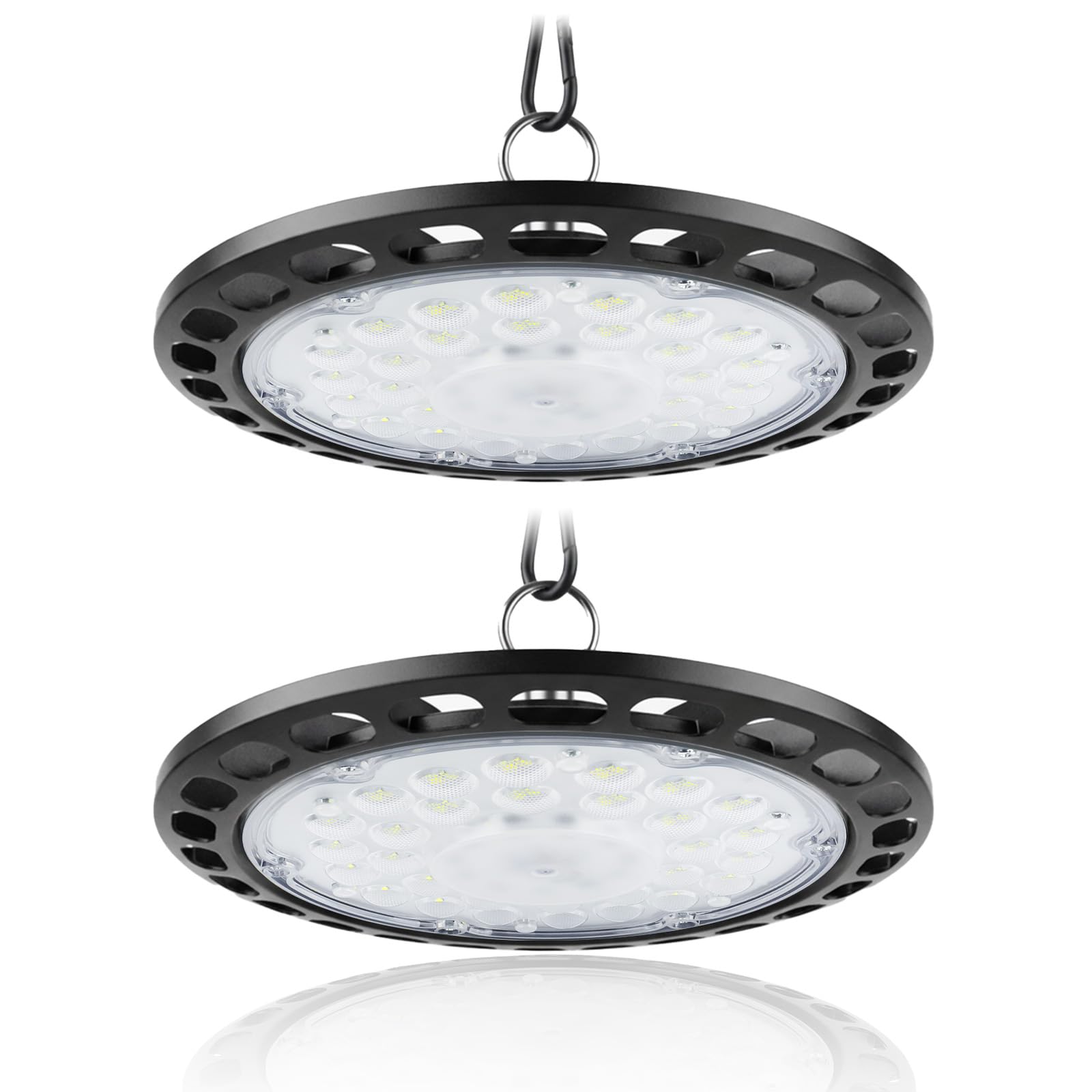 Fynokst 100W Ufo Led High Bay Light，2 Pack Garage Light 30000Lm 6000K Super Bright Industrial Ufo Lamp Ip66 Waterproof Daylight White Led Warehouse Lighting Shed Lighting For Workshop Warehouse Factory