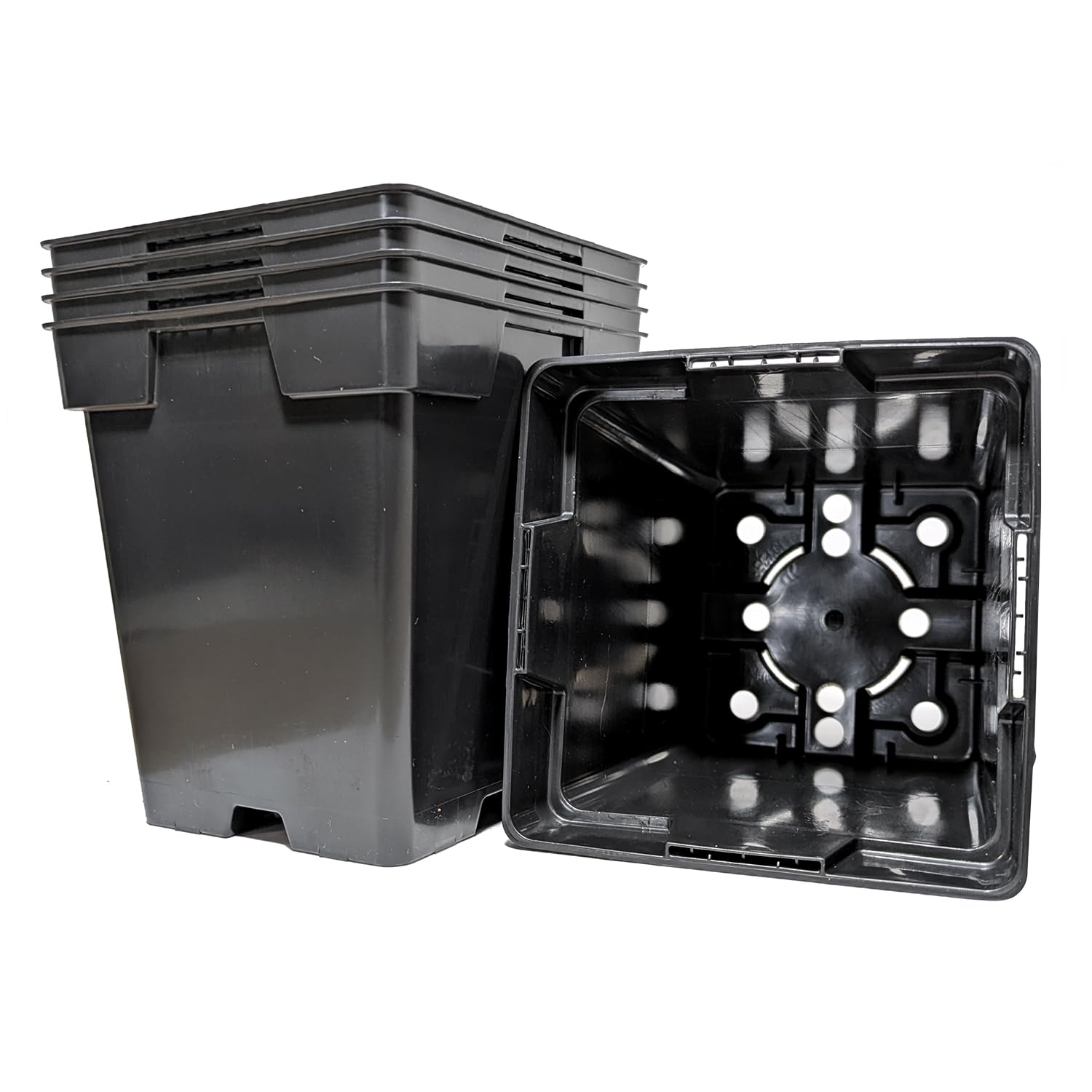Elixir Gardens Black Square Plant Pot | 1 Litre Recycled Plastic Nursery/Seedling Or Cuttting Pots X 25