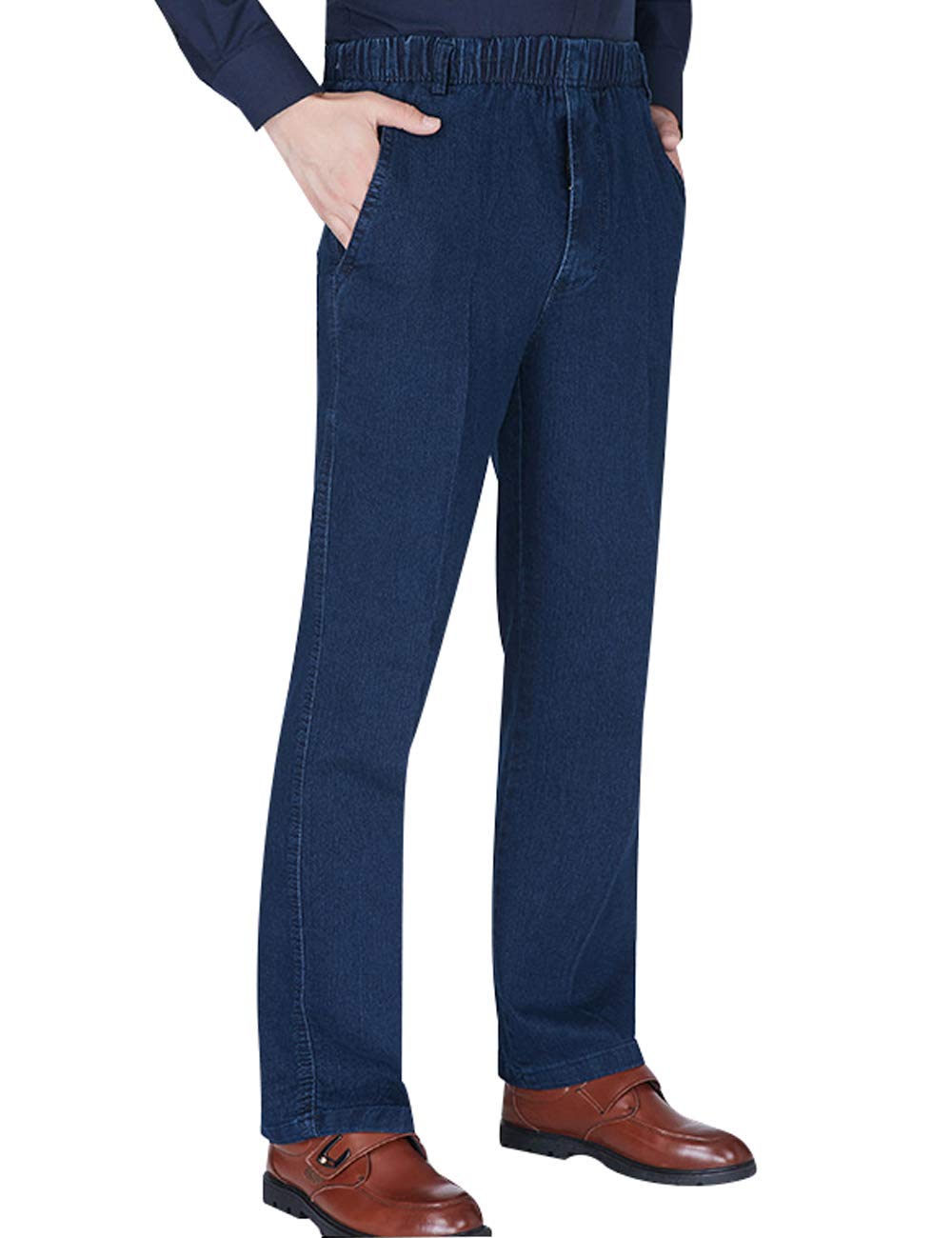Youlee Hombres Cintura elástica Pantalones Rectos Jeans