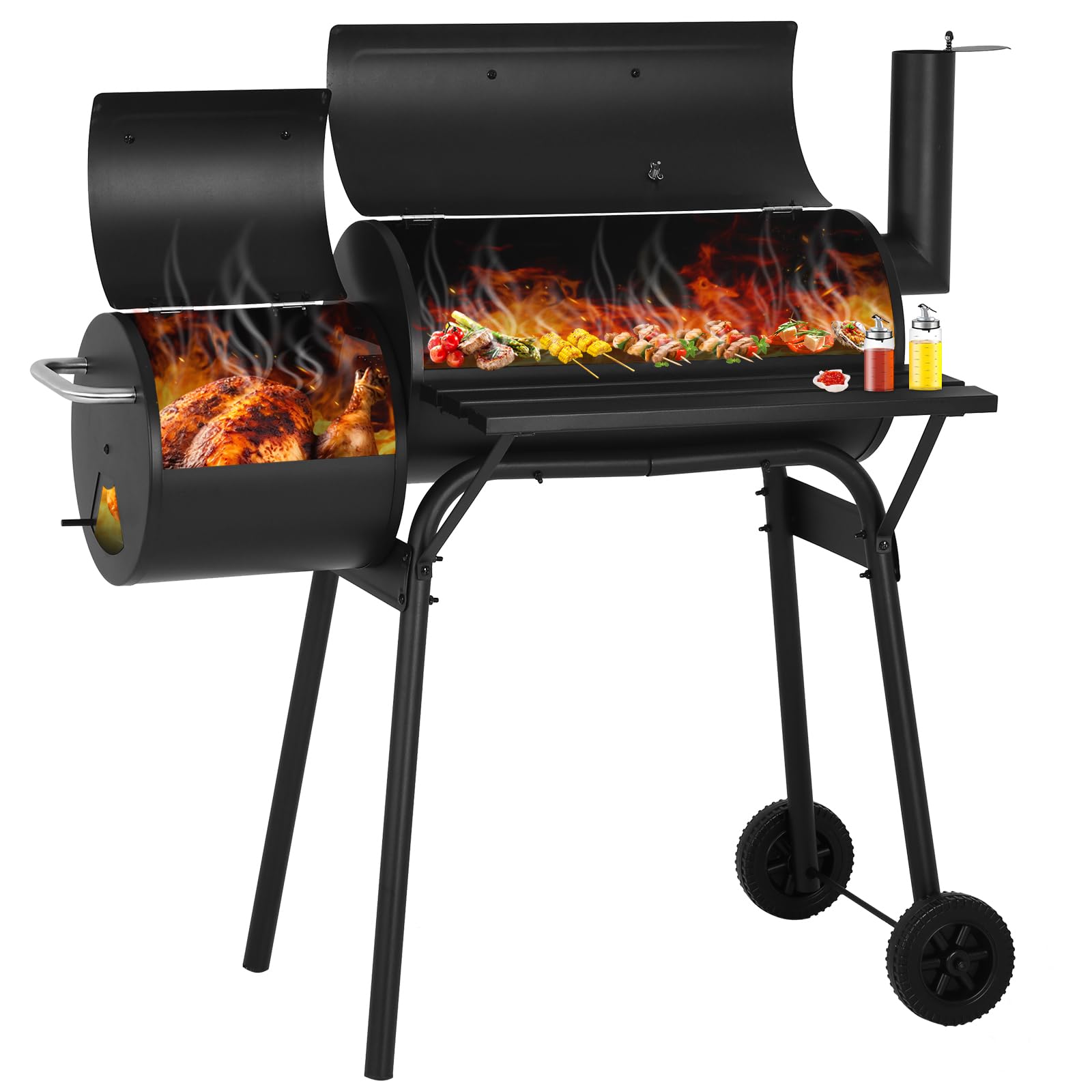 Saterkali BBQ Grill Houtskool Grill, Opvouwbare Barbecue Grill 3 Gear Verstelbare Temperatuur Blackstone Grill, Grote Maat Metalen Barbecue Kachel Outdoor Roker BBQ voor Picknick Tuin Camping Zwart Saterkali BBQ Grill Houtskool Grill, Opvouwbare Barbecue Grill 3 Gear Verstelbare Temperatuur Blackstone Grill, Grote Maat Metalen Barbecue Kachel Outdoor Roker BBQ voor Picknick Tuin Camping Zwart