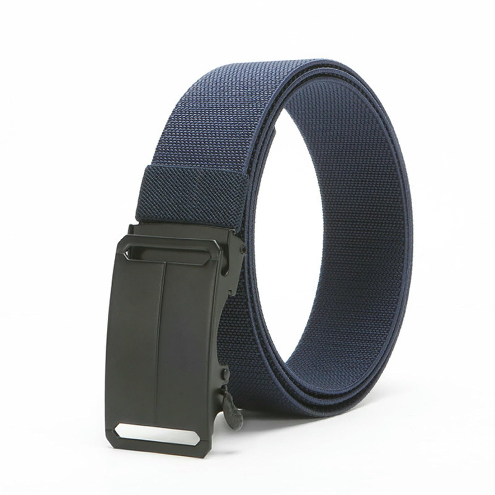 Qdltgbd Unisex Blue Belt Men's Outdoor Elastic Tactical Casual Simple Nylon Breathable Adjustable Automatic Buckle Belt-120Cm