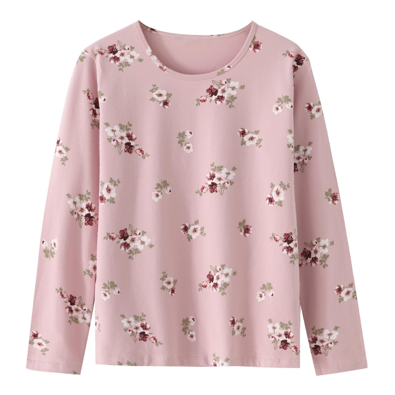 Upanmu 2023 New Women's Long-sleeved Thermal Underwear, Fleece Lined Basic Winter Warm Pyjamas Set (Light Pink, Large)