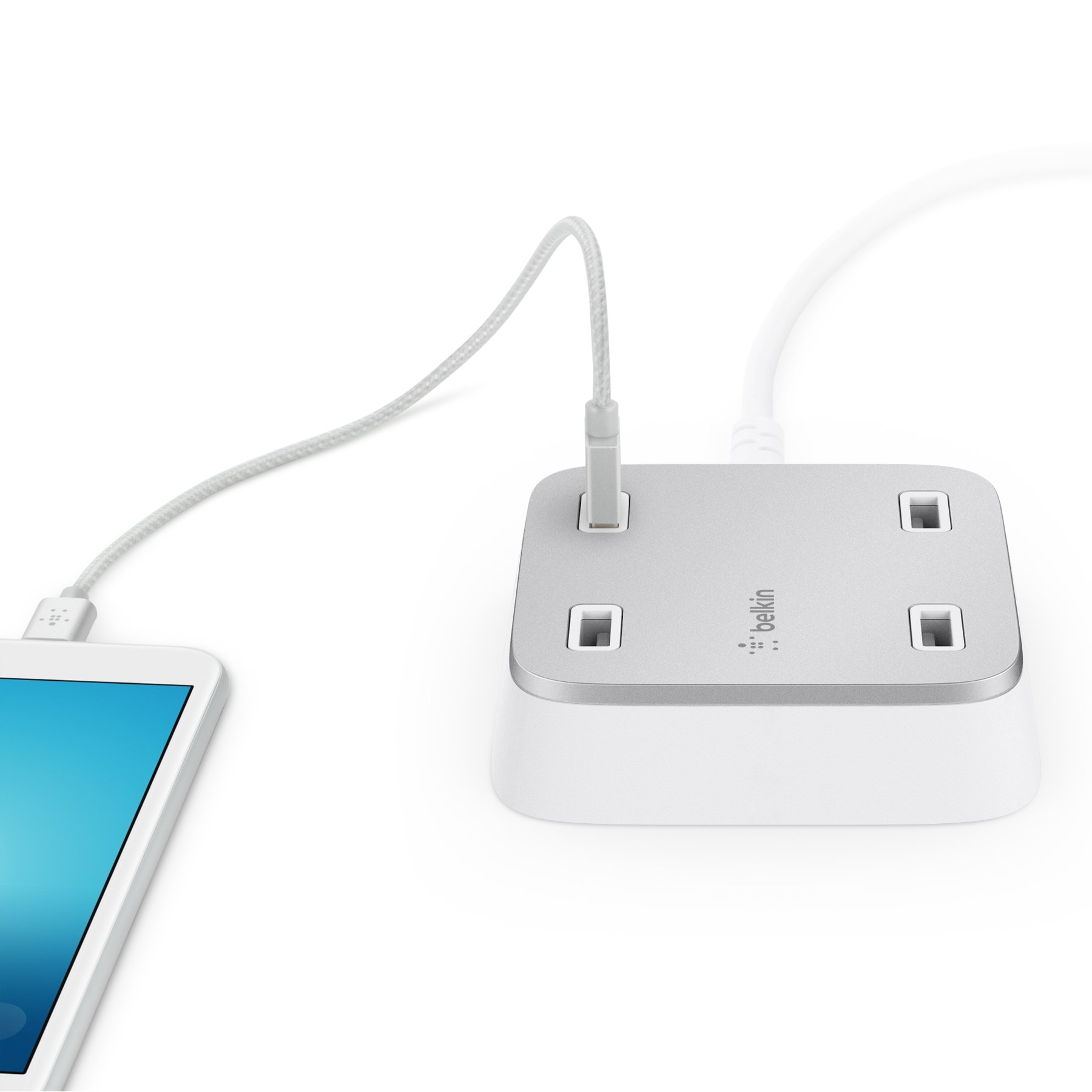 Belkin F8M990vfWHT Rockstar Caricabatteria da Casa a 4 Prese USB, bianco