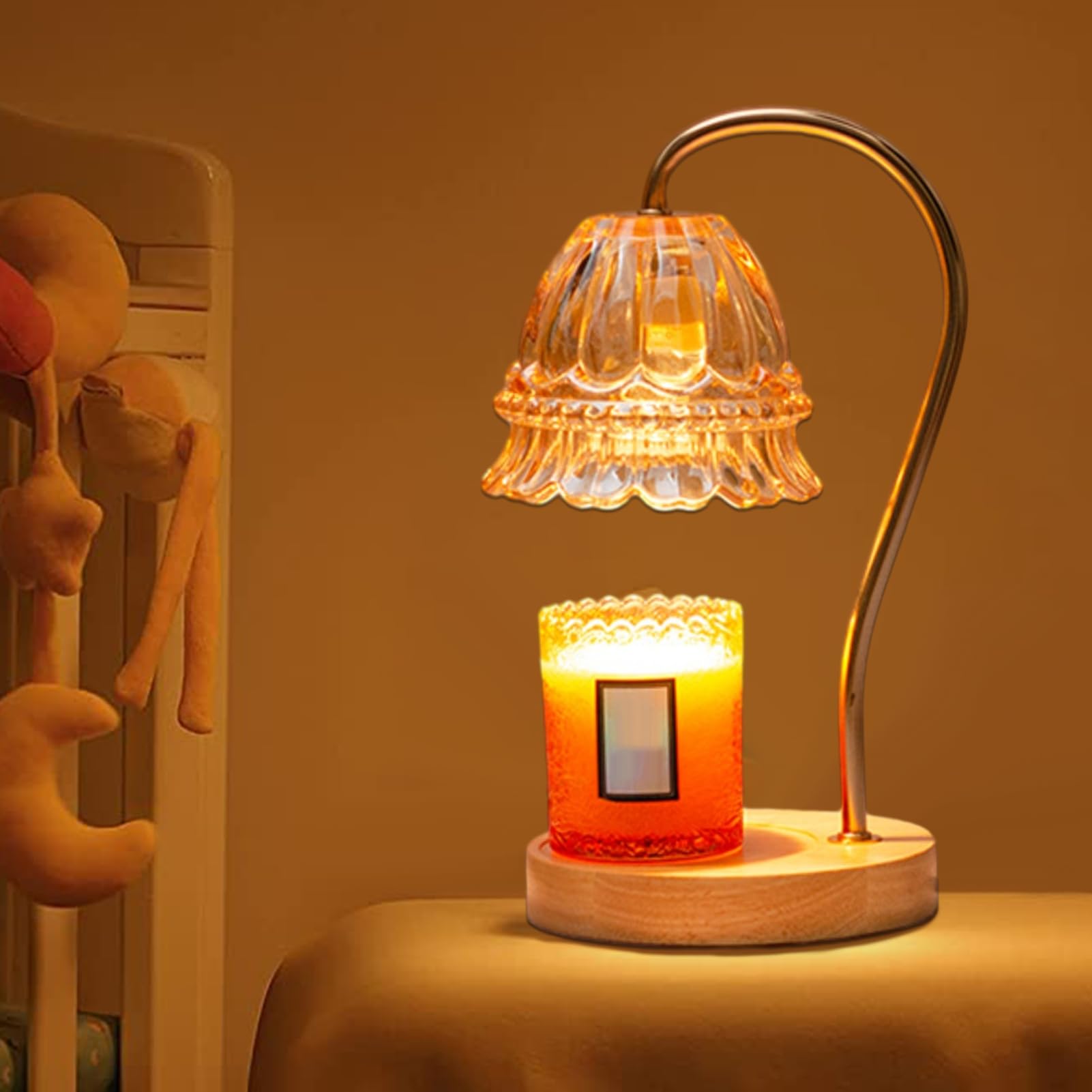Lampe Chauffe-Bougie avec Variateur | Chauffe-Bougie Électrique Réglable | Fondoir À Bougies avec 2 Ampoules | Lampe Chauffe-Bougie pour Bougie en Pot, Bougie Parfumée sans Flamme