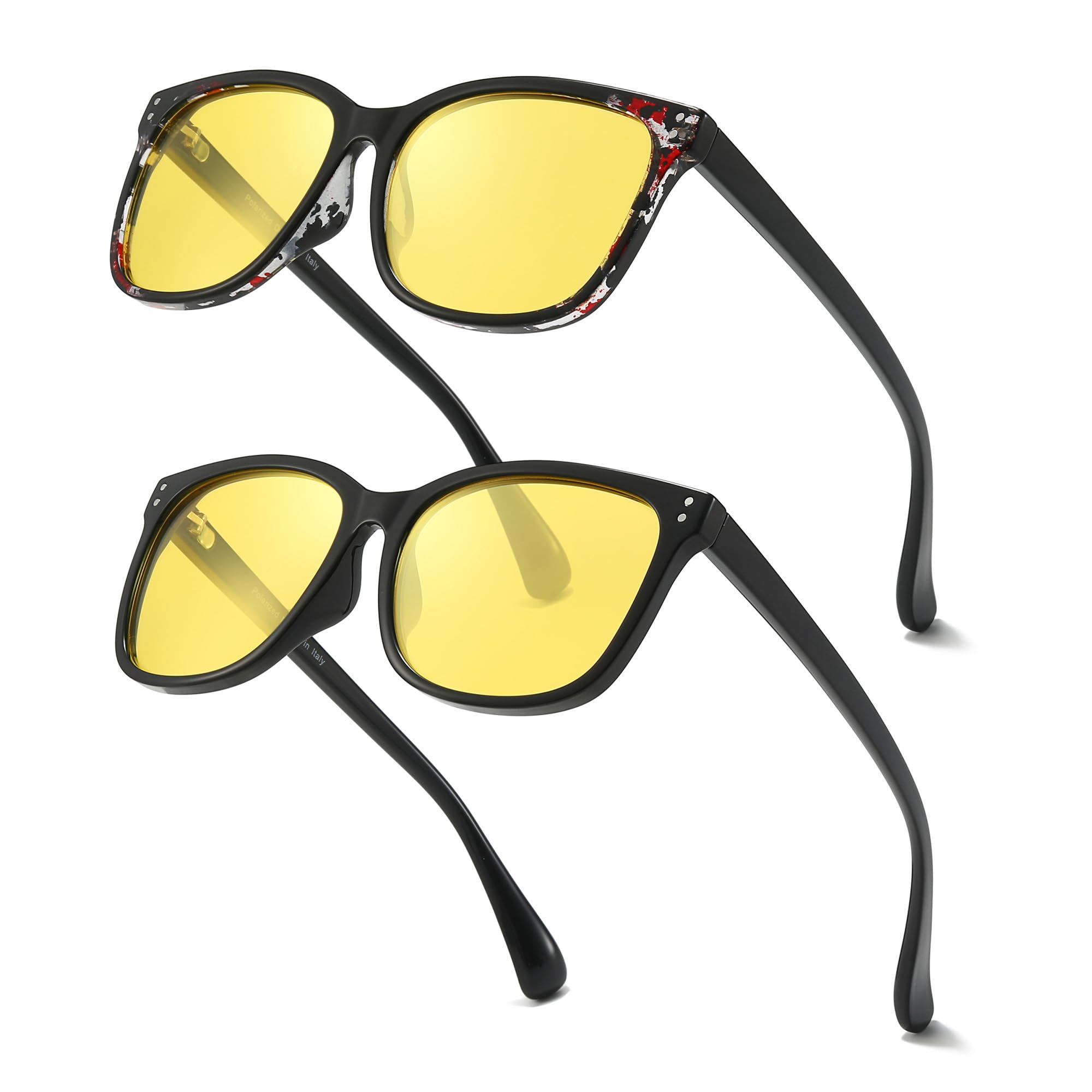 LVIOE 2 Stück Nachtfahrbrille für Damen Klare Sicht Blendschutz Augenschutz Komfortable Passform