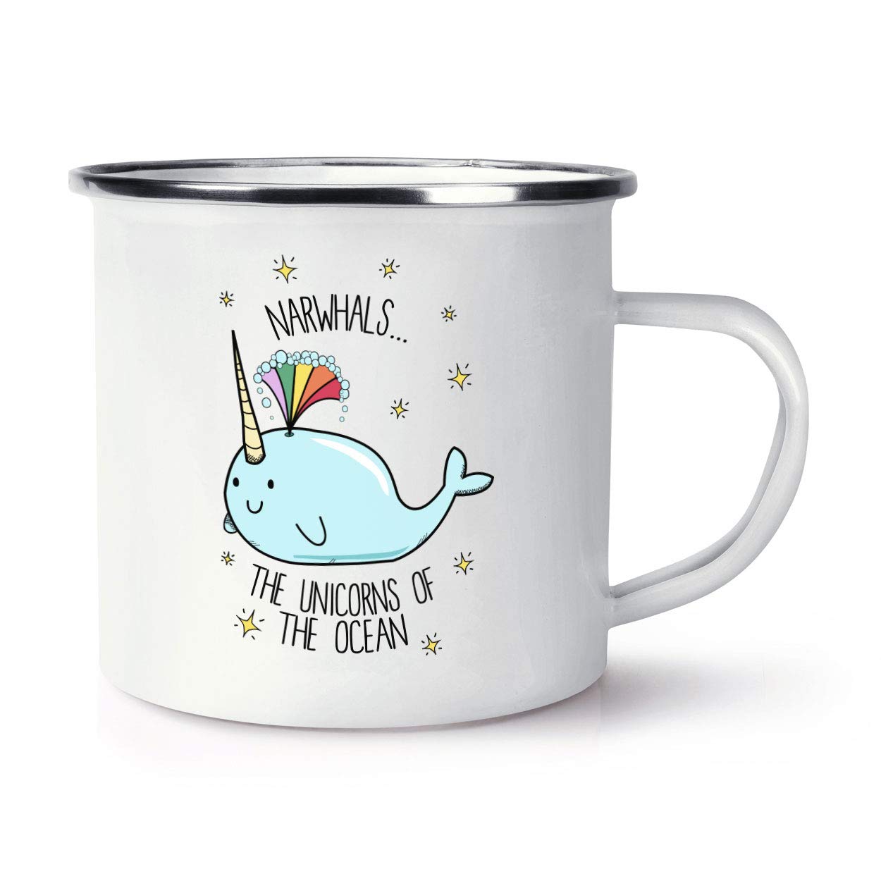 Narwhals The Unicorns of The Ocean Retro Enamel Mug Cup