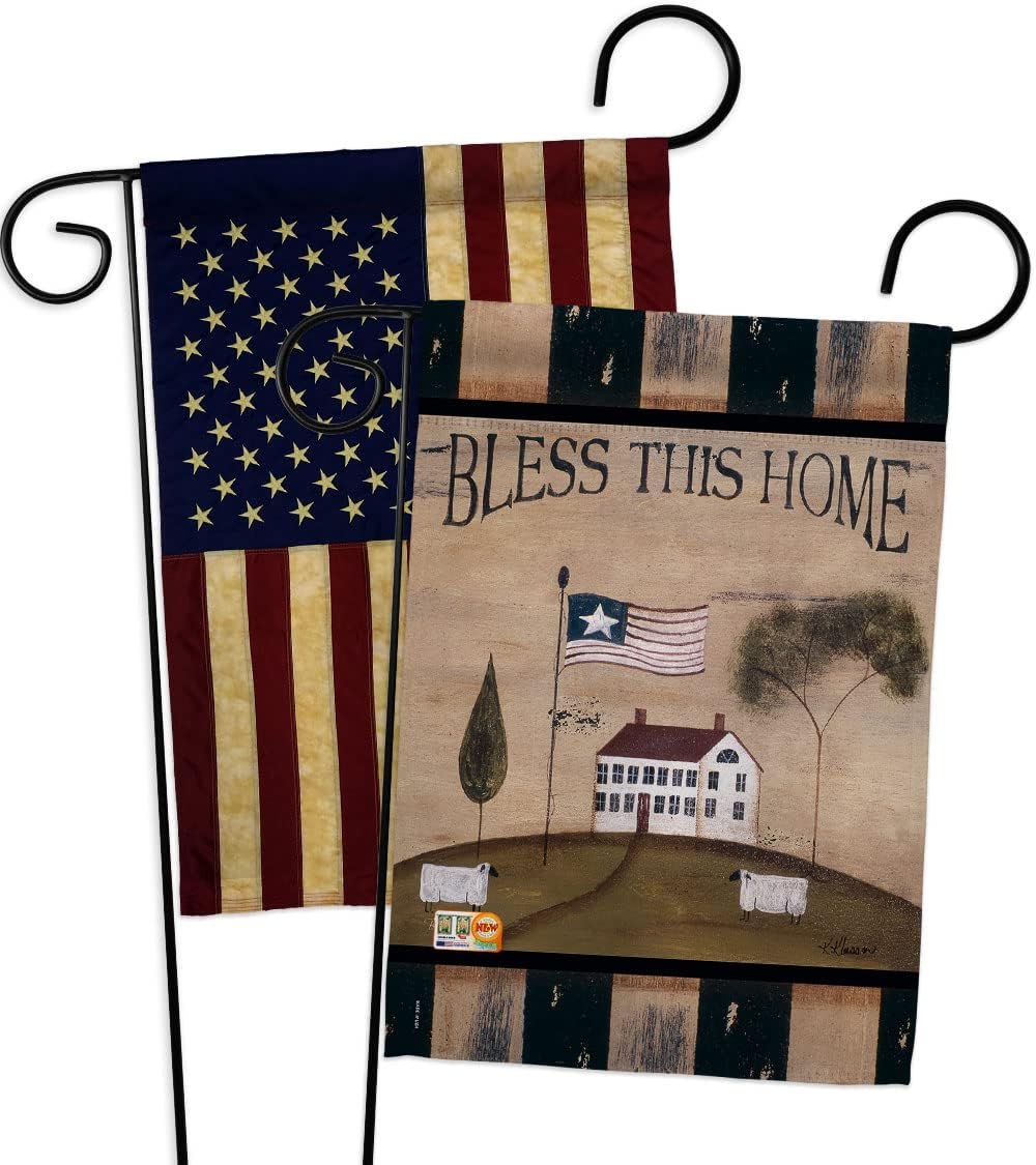 Welcome Bless This Home Garden Flags 2pcs Pack Country Living Primitive Farm Western Barn American Rustic Cowboy Rural Ranch Small Decorative Gift Yard House Banner Made In USA 13 X 18.5