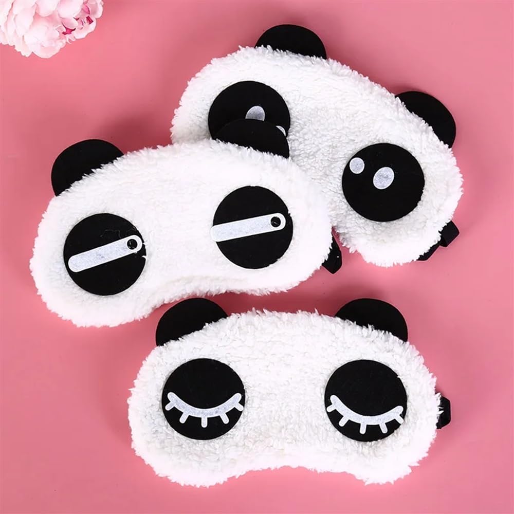 Mascherina per occhi con panda in stile cartone animato, in cotone, per dormire, 3 stili (PR, 4 pezzi)