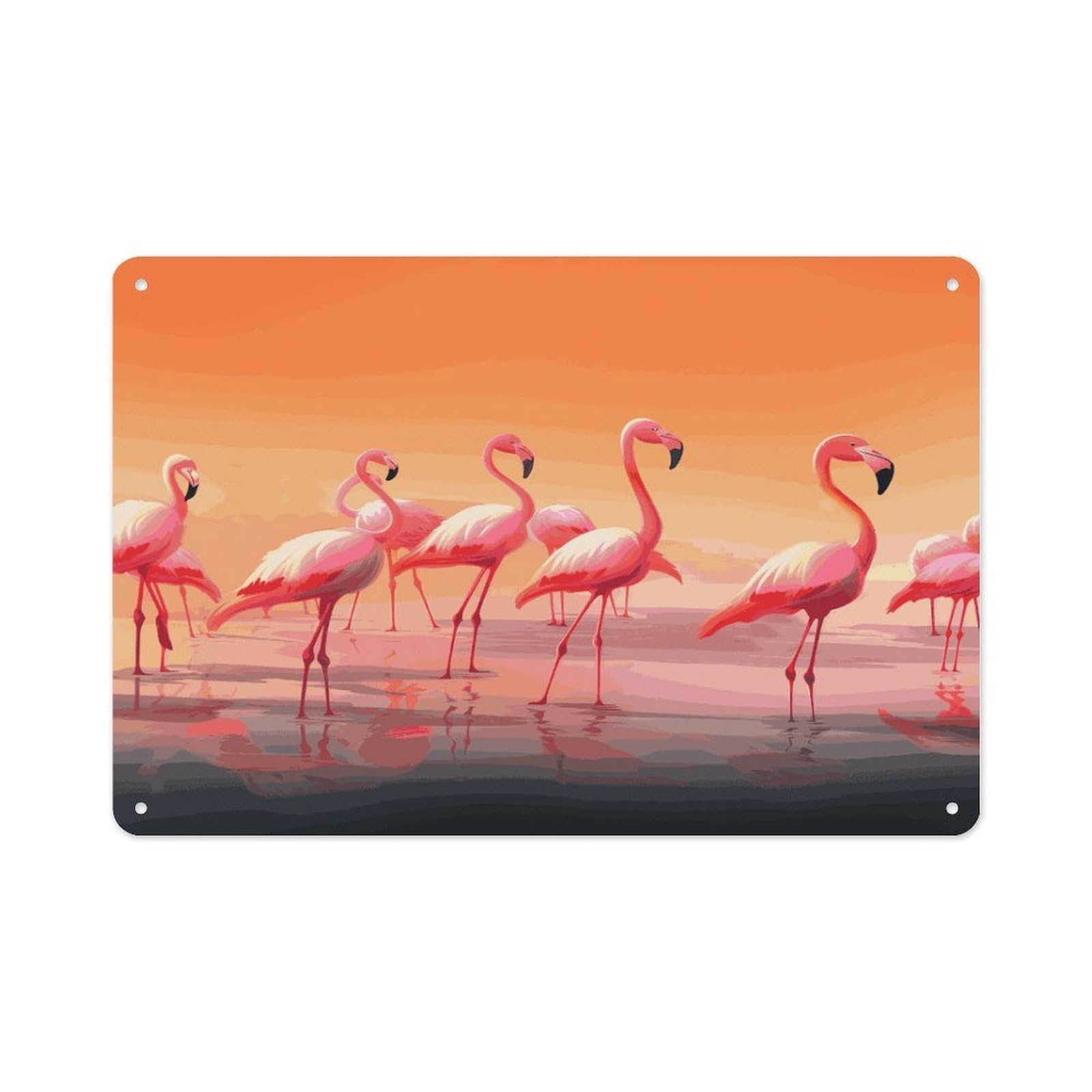 Btcowzrv Style A Flock Of Flamingos Metal Sign 7.9 X 11.8 Inch, Aluminum Sign Wall Art Decor Easy To Install, Decorative Plaque For Home Bar Kitchen Pub Shop Garage