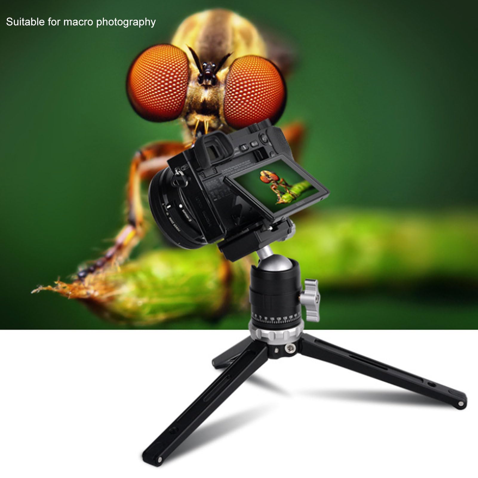 LICAEVEY Przenośny Ministatyw Stacjonarny z głowicą kulową 360°, Regulowany Stojak do Aparatu Bezlusterkowego DSLR, Płytka Szybkiego Uwalniania, Duże Obciążenie 11 Funtów do Wideo Vlogów (GRAY)