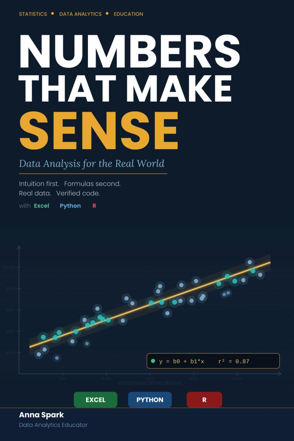 Numbers That Make Sense: Data Analysis for the Real World with Excel, Python, and R: From Raw Numbers to Real Decisions — A Complete Beginner’s Guide Practical Implementation in Excel, Python, R