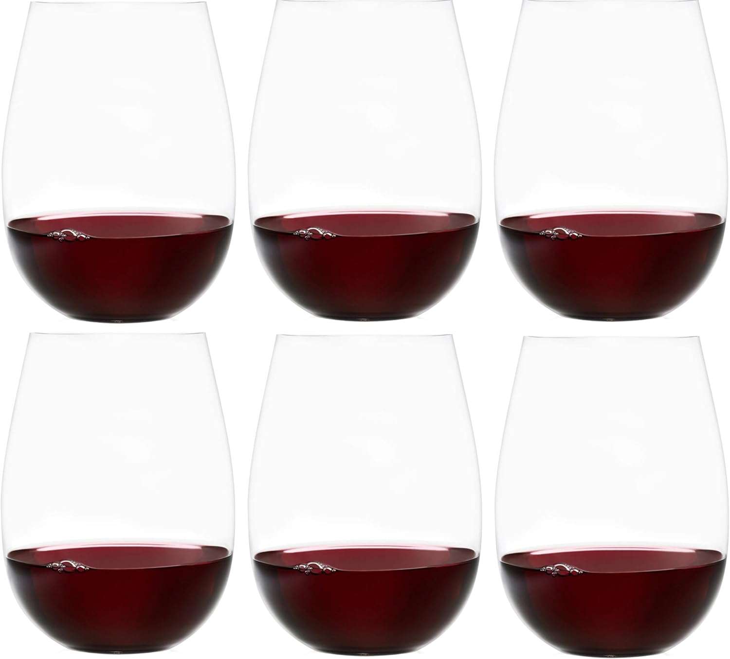 Improved Design of Our 2017 New York Times Best Stemless Glass – Set of 6 European-Made Stemless Wine Glasses, Reinforced Base for Added Stability & Premium Feel, Dishwasher-Safe, Lead-Free, 17 oz.